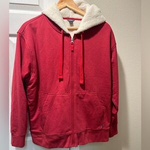 Eddie Bauer Red with cream Sherpa lined Hoodie. New without tags. Large